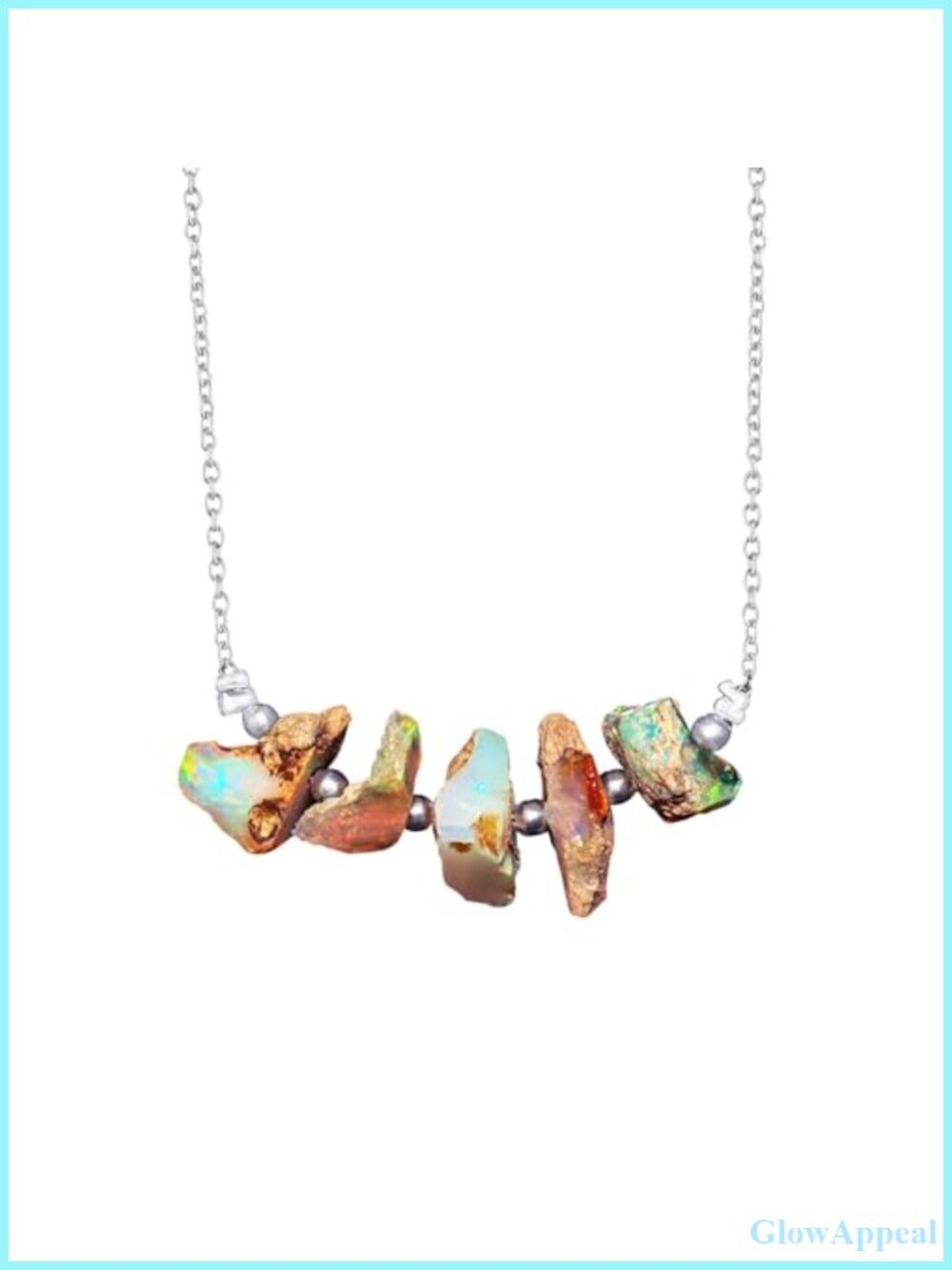 Natural Raw Opal Bar Necklace Silver-Plated Adjustable Choker Healing Meditation